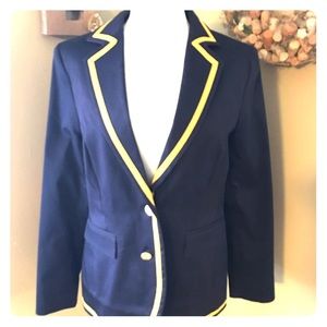 Stylish Navy blue blazer w/ yellow/red details