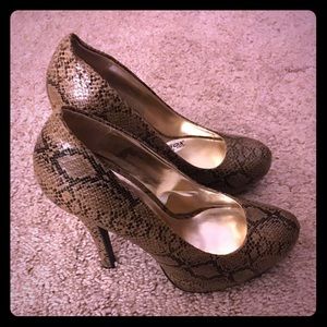 Brown snake skin heels