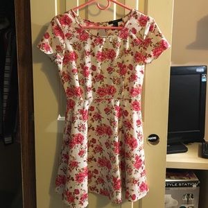 Cream floral mid length dress
