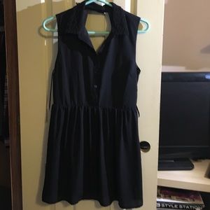 Black sheer crochet neck dress