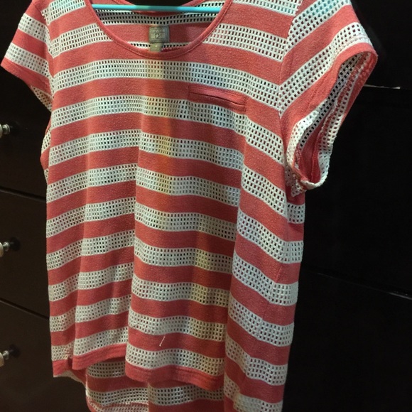 Short Sleeve Pink And White Tee