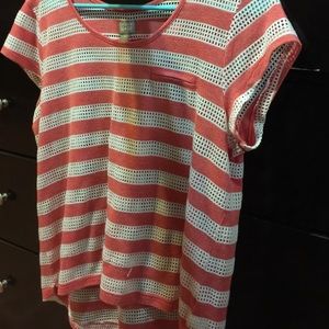 Short Sleeve Pink And White Tee