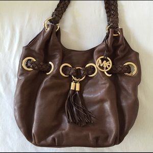 Michael Kors Brown Leather Hobo Bag