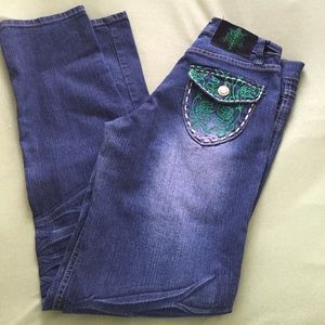 Old Skool Jeans Sz9 gorgeous Green Stitched Detail