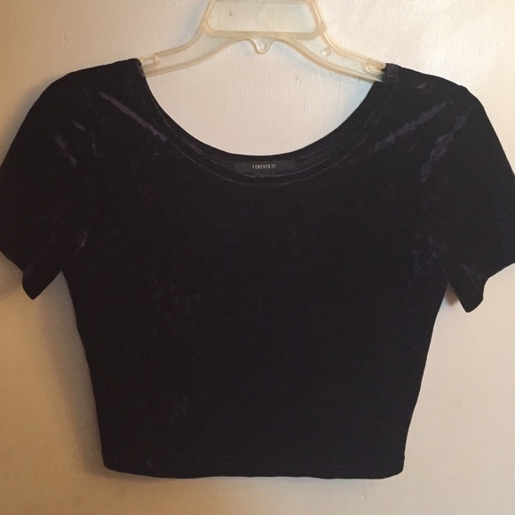 Forever 21 Velveteen Navy Blue Crop Top