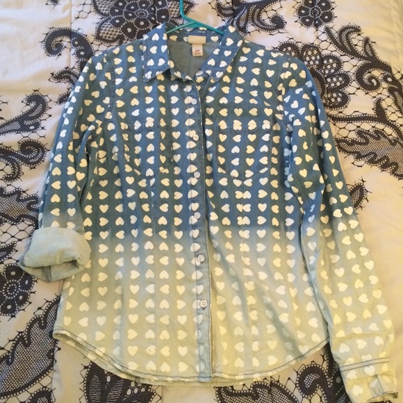 Denim Shirt with Hearts