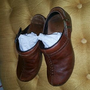 Dansko leather strap clogs