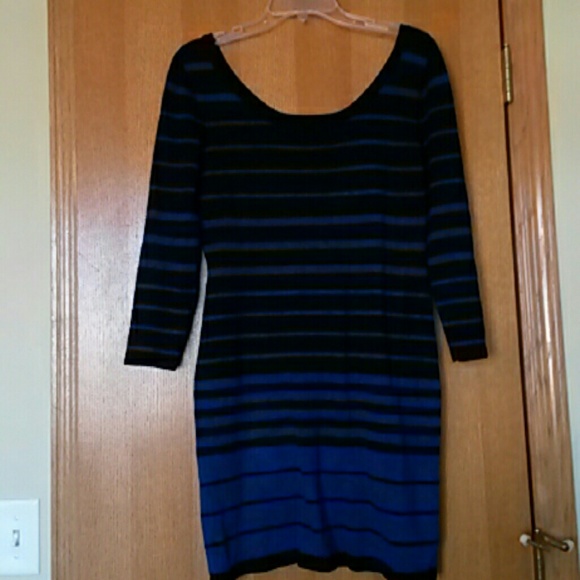Blue and Black Stripped Sweater Dress - Picture 1 of 2