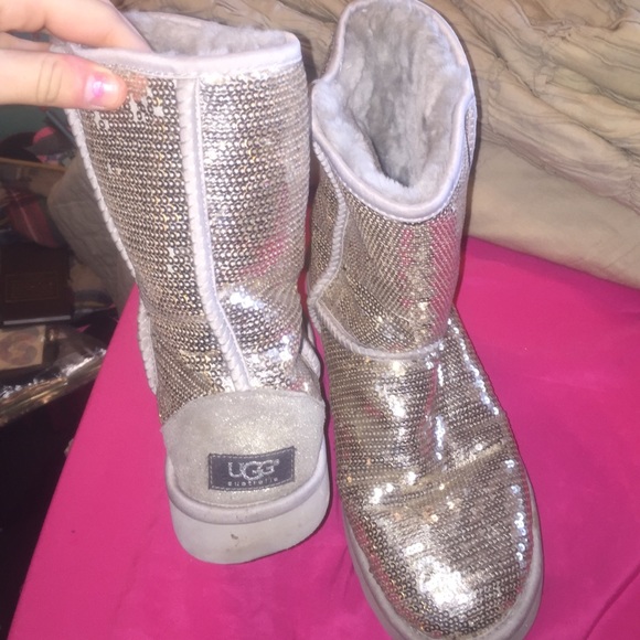 Silver sparkly sequin ugg boots