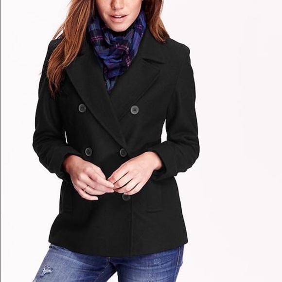 Wool-blend black Peacoat. Only worn once.