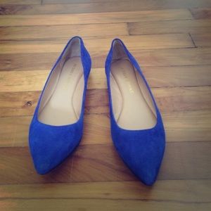 Blue suede flats