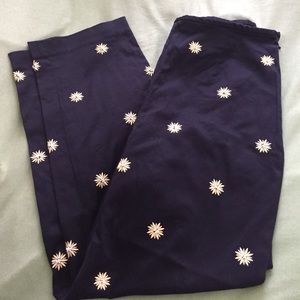 Talbots Black Capris Gold Embroidered Medalions