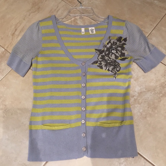 Anthro striped and embellished cardigan sweater - Picture 3 of 3