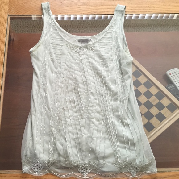 Beaded Sea Foam Tank Top/Blouse✨