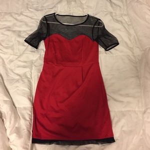 Modest, red winter dress