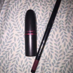 Beautiful Mac lipstick w matching Lancôme liner!