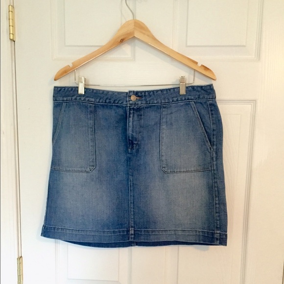 LOFT denim mini skirt.