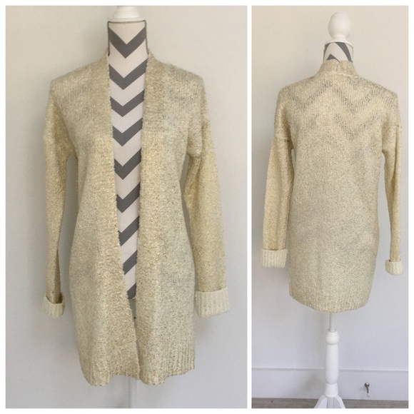 SOLD _ Gold & Off White Cardigan - Picture 2 of 3