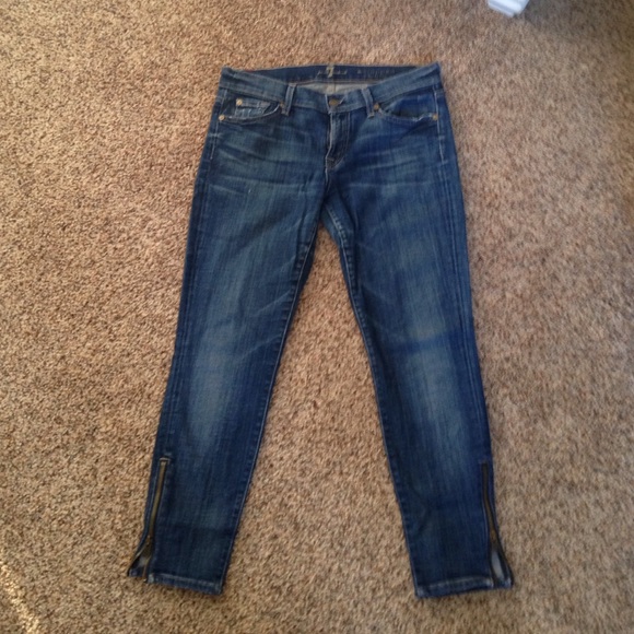 7 for all mankind, cropped skinny jeans, 29