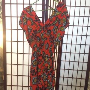 Land's End Floral Chiffon Pintuck Slip Dress