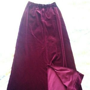 Vintage Red Velvet Floor Length Skirt