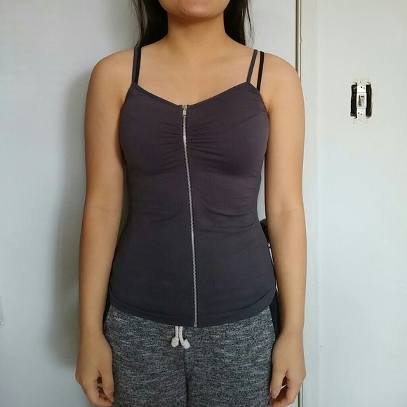 Dark grey zip tank top