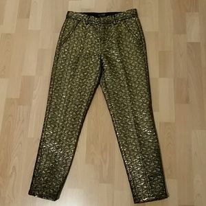 Topshop Metallic Jacquard Crop Cigarette Pants