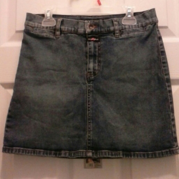 Stretch Pre-washed Blue Denim Mini Skirt, Size 5