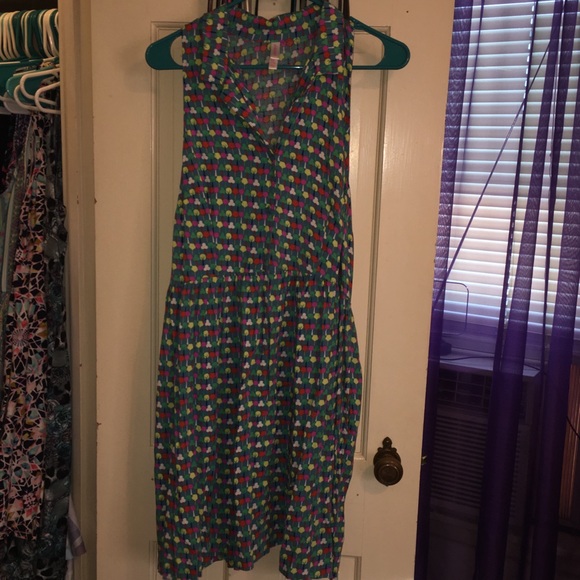 Tree print dress with collar and pockets