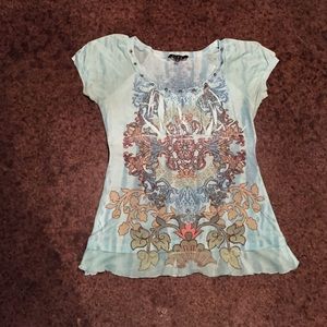 Turquoise and brown shirt