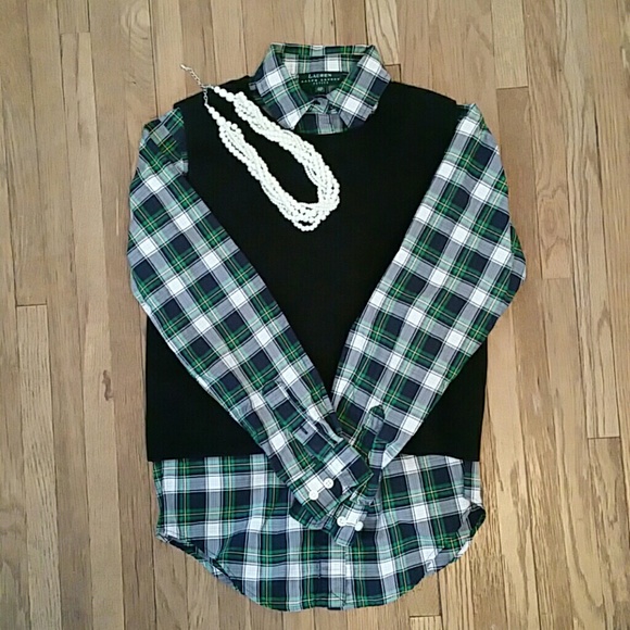 Green plaid Ralph Lauren button down