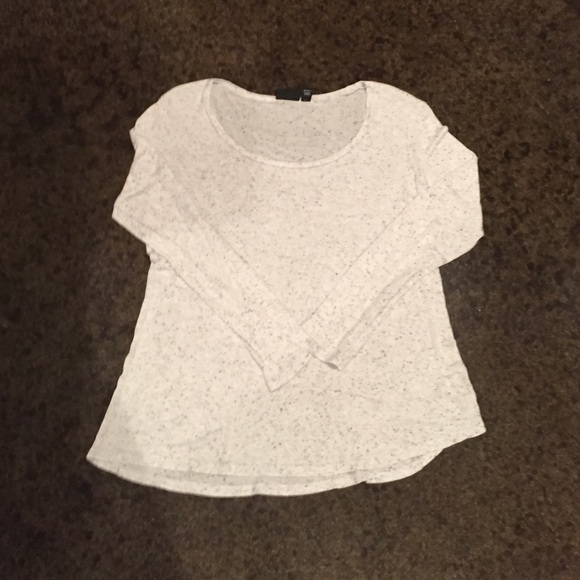 Speckled white and black long sleeve shirt