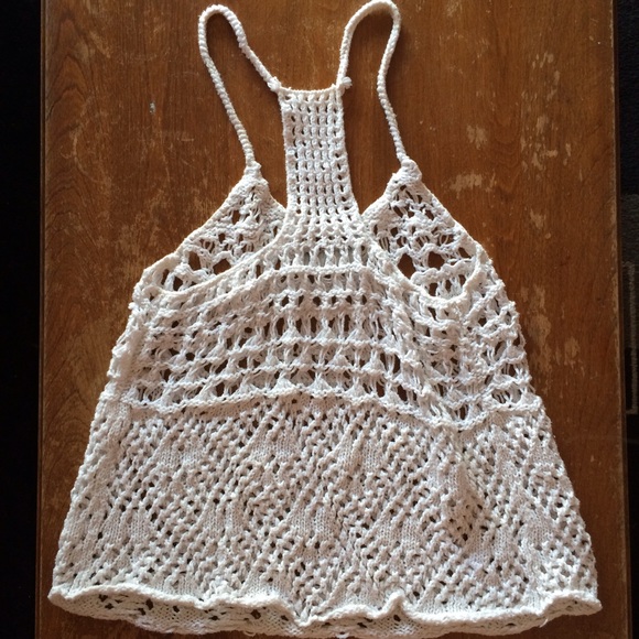 Beautiful white crochet tank/cover up - Picture 2 of 4