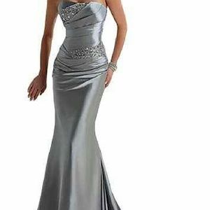Silver elegant evening gown ,size 12