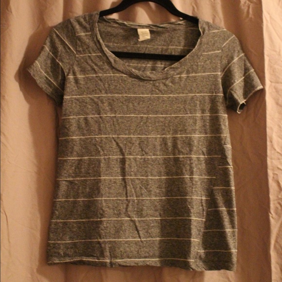 Gray T-Shirt with White Thin Stripes. NO TRADES.