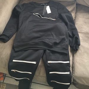 Two Piece Sweat Suit with Front Zippers