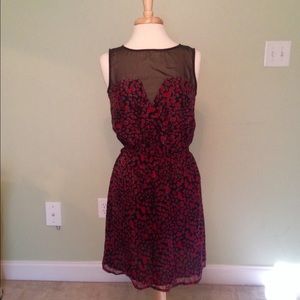 Red Leopard Silk Dress