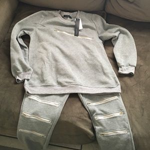 Two Piece Sweat Suit with Front Zippers