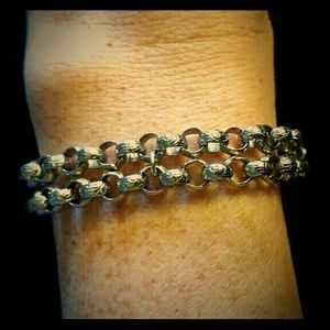 Vintage Goldette double row textured patterned cha