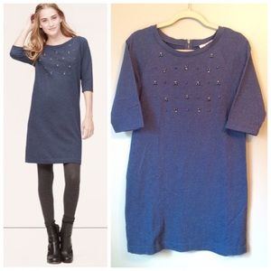 Like New! LOFT Blue Jeweled Sweatshirt Dress