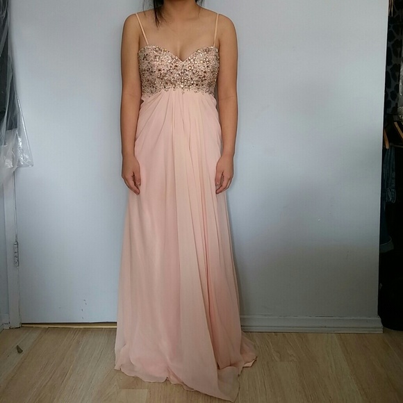Beaded peach gown