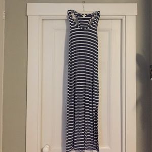 J. Crew blue and white striped racer back maxi