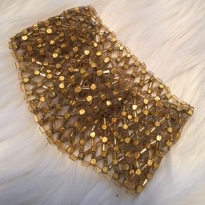 Gold shimmering beaded  stretch bracelet