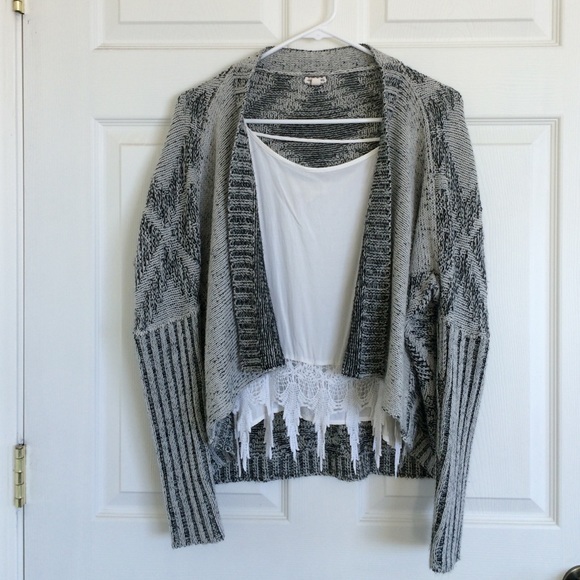 Cozy grey/black patterned sweater.  XS