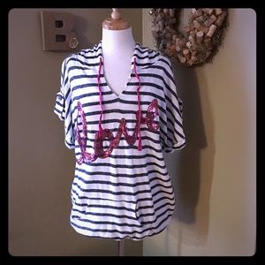 Navy/White Light weight S/Slv "Love" sweatshirt💖