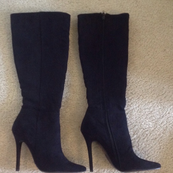Faux suede black boots