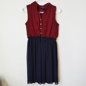 Enfocus Studio Burgundy and Navy Cocktail Dress