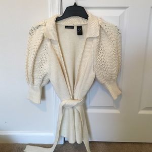 Cream knit open cardigan
