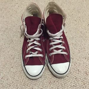 Maroon hightop converse