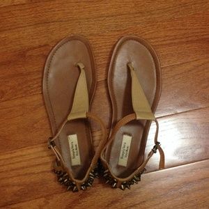 Brown Studded Ankle Strap Sandals